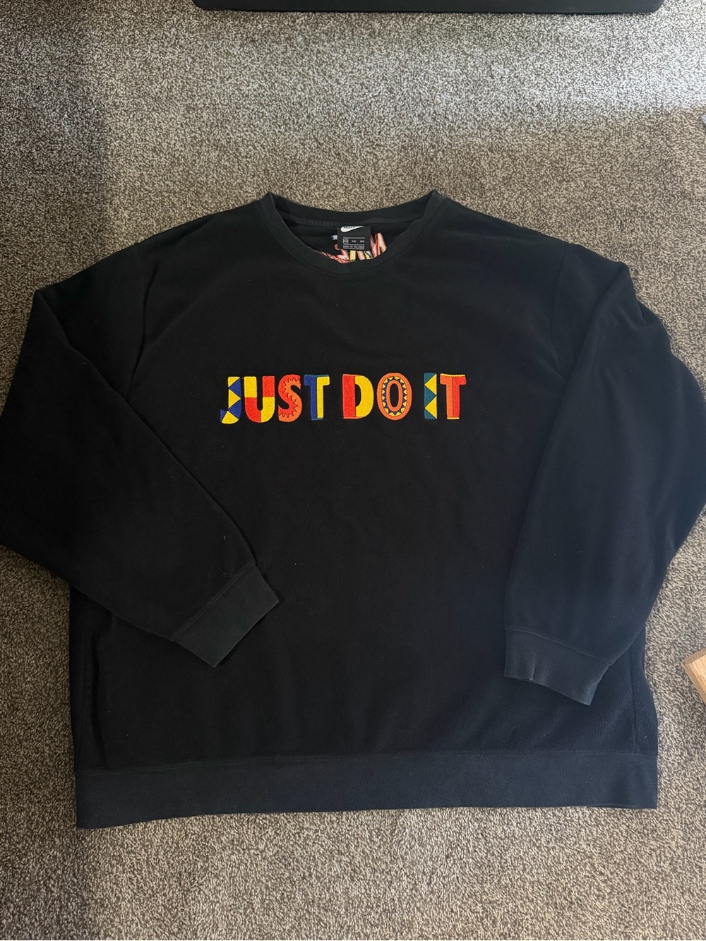 Nike Black Crewneck Sweatshirt with Multicolor 'JUST DO IT' Logo